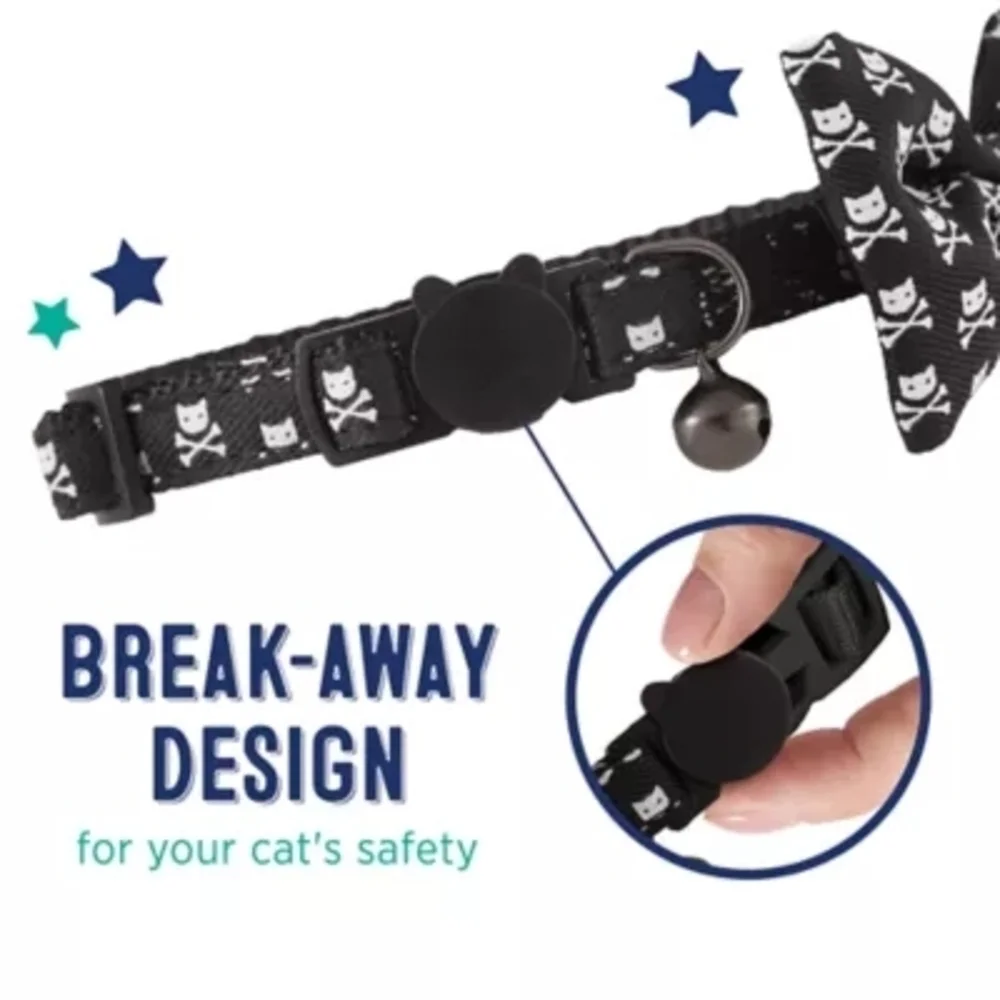 Whisker City NWT Exclusive Crossbones Bow Tie Easy Release Adult Cat Collar